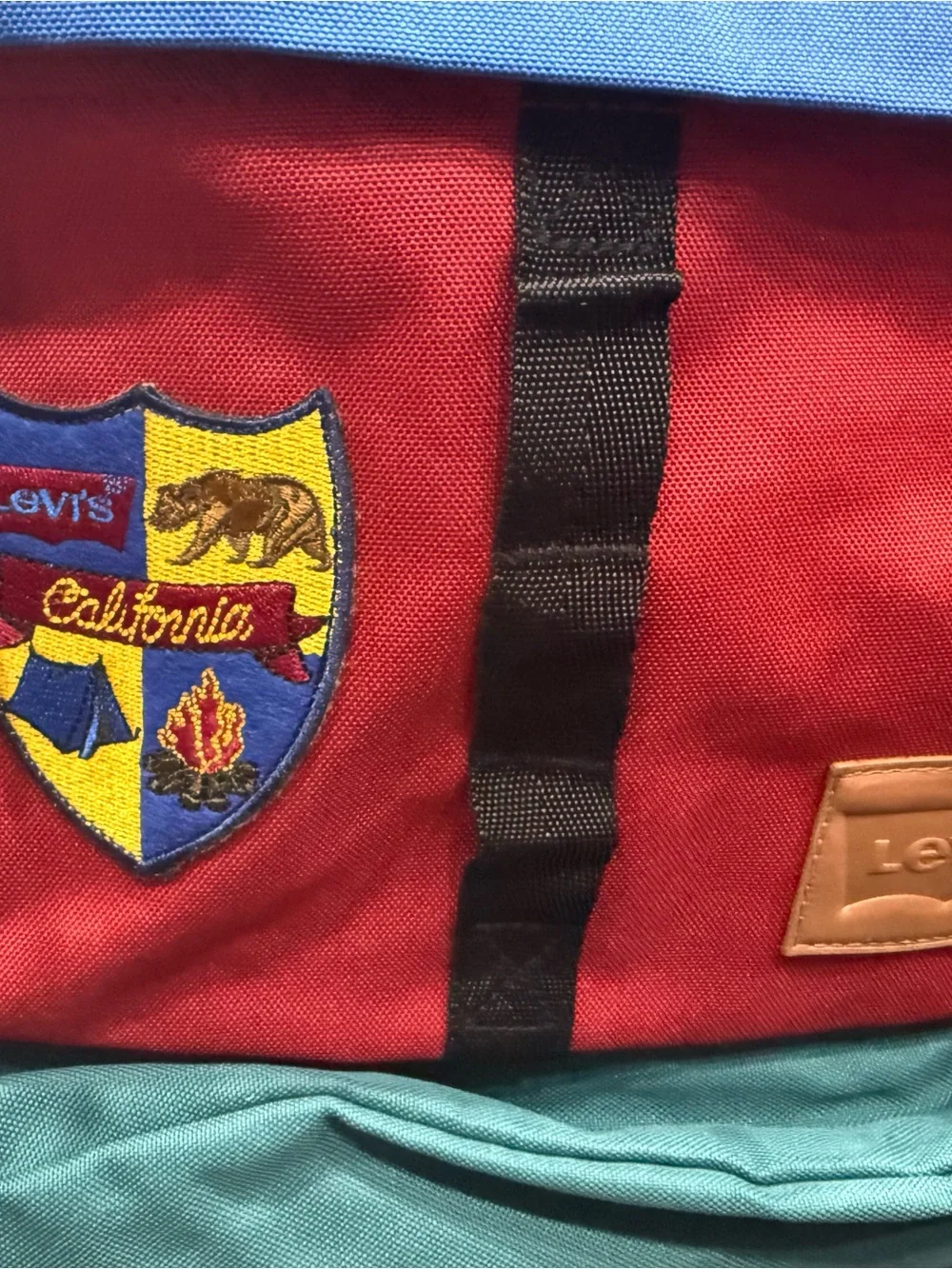 Levi's Teal Navy Royal Blue and Red Canvas Backpack